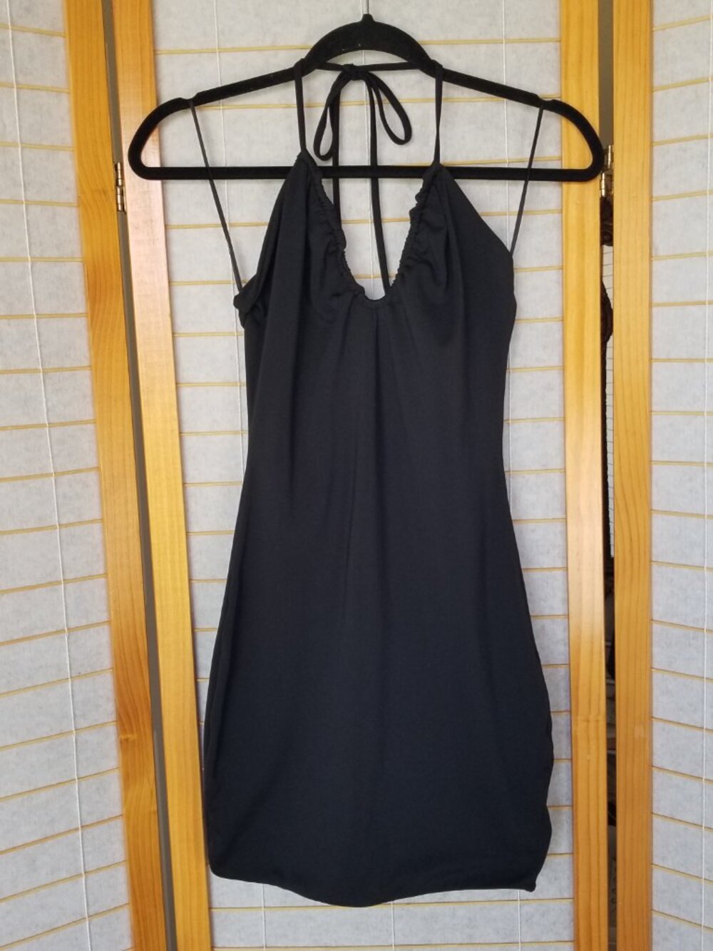 Cotton On Mini Dress Body Con Stretch Knit Black Halter Size XS